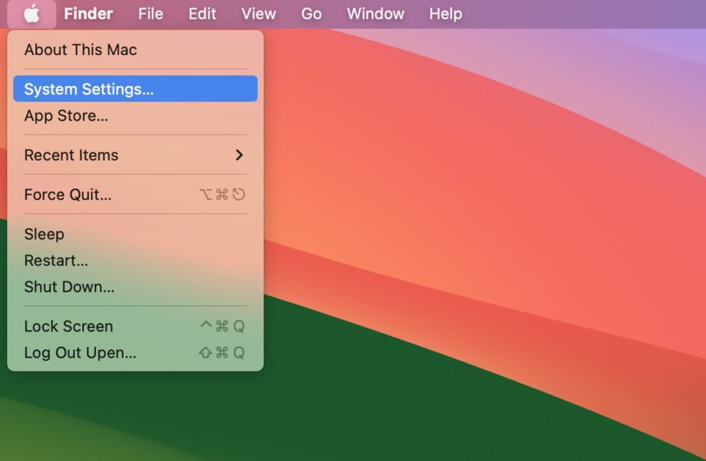 Open the System Settings from the Apple menu