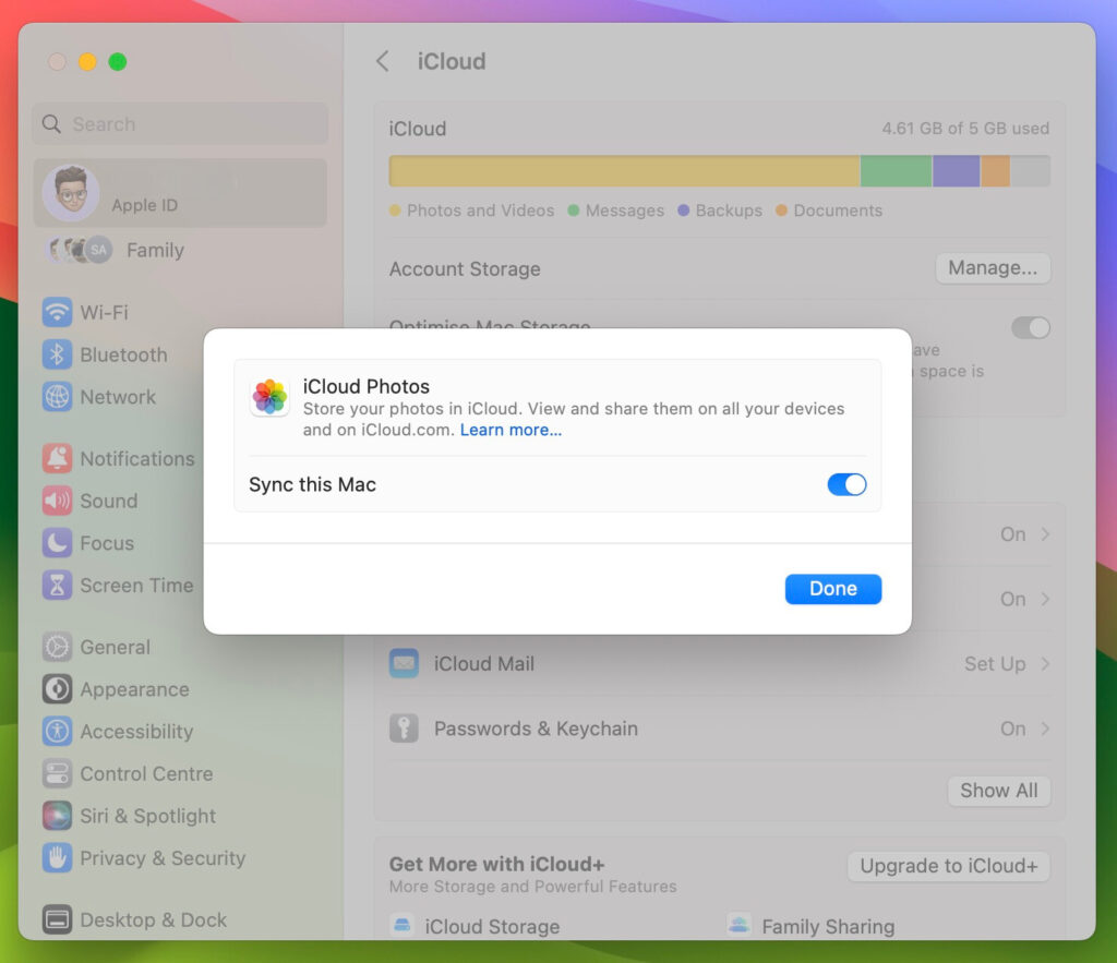 Managing iCloud storage and turning on iCloud Photos