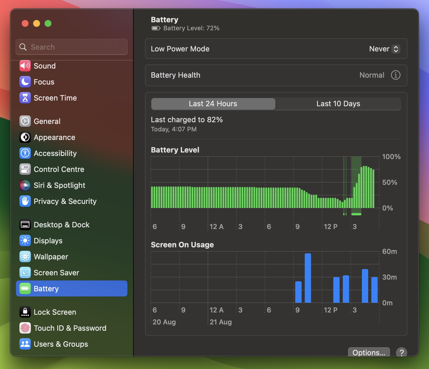 How to Check Battery Health on MacBook: bettery-settings-MacOS-Ventura