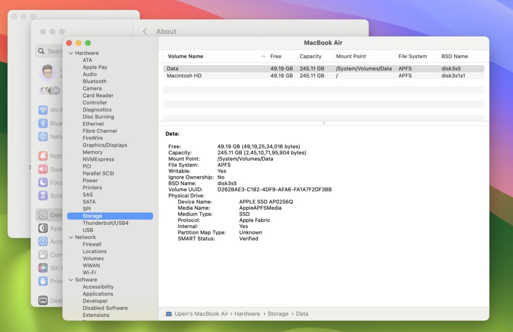 under Hardware section, click on Storage to see storage informations