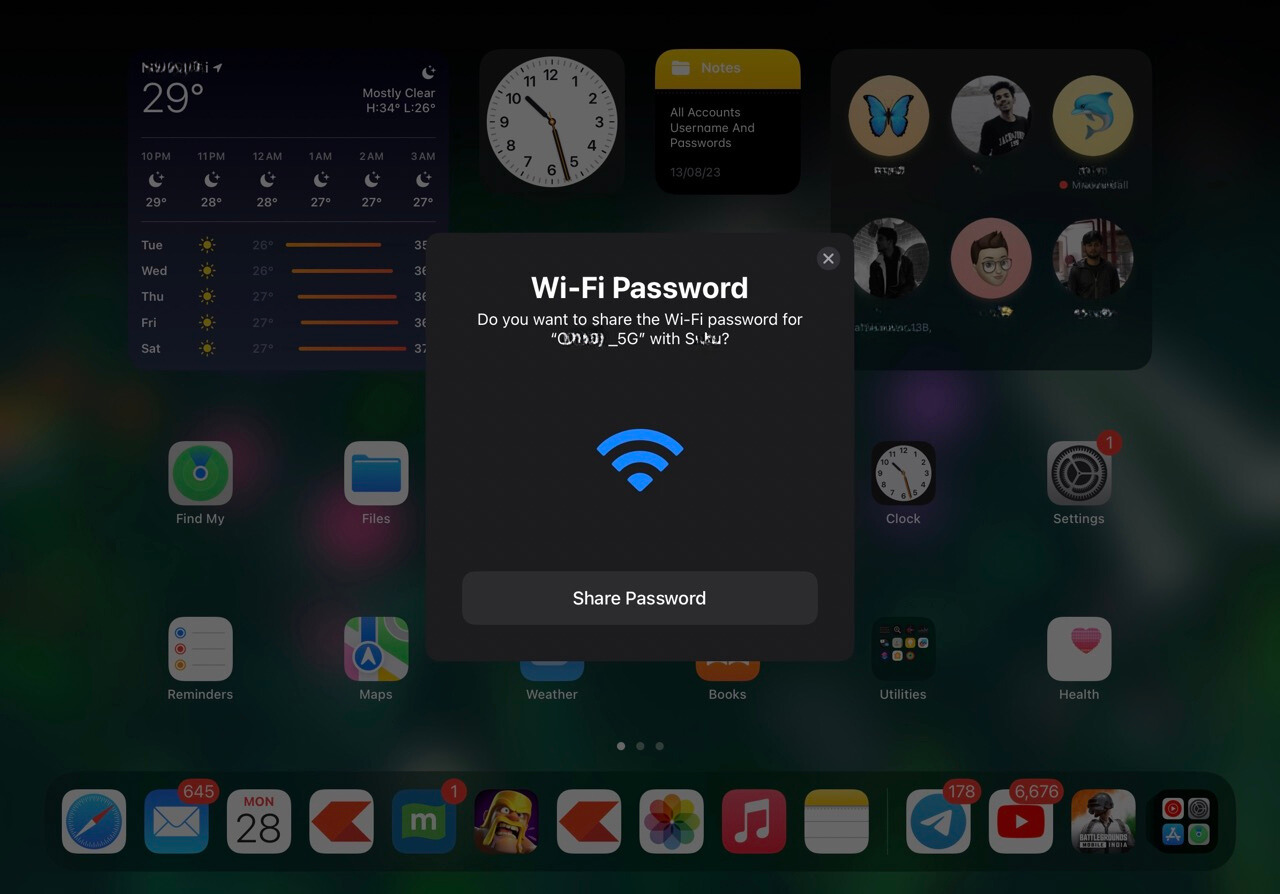 Sharing password from iPad to Mac
